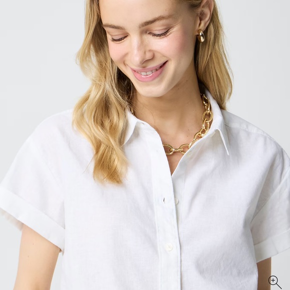 J Crew Classic White linen Short-Sleeve Button-Down Shirt - White 3x new NWT - Picture 3 of 8